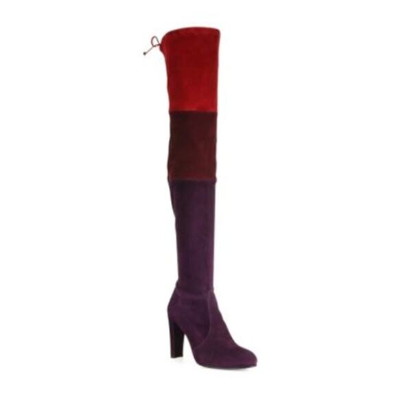 STUART WEITZMAN Troika Colorblock Suede Over-the-knee Boots - Picture 1 of 8